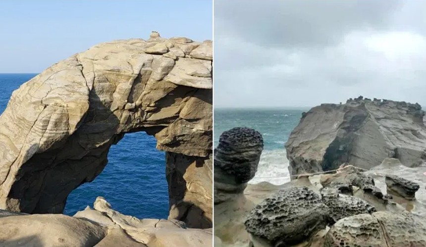 Уникальный природный памятник «Слоновий хобот» рухнул под напором ветра и морской воды на Тайване